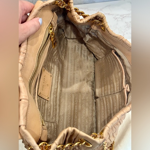 Prada Nappa Gaufre Shoulder Bag with Push-lock & Chain Strap - Picture 11 of 12